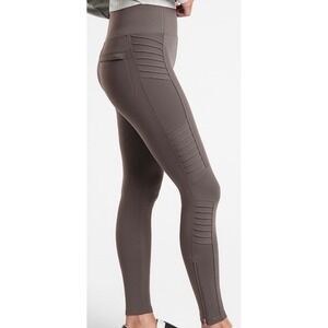 Athleta Delancey Gleam Moto Tight Legging Gray Size‎ 2X Zipper Ankle Pockets